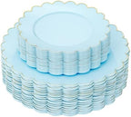 LIYH 60Pcs Blue Plastic Plates, Gold Rim Party Plates For Birthday Events by LIYHLoveinyourheart