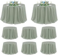 sancua Round Tablecloth 120 Inch Fit 48-96 Inch Tables, 8 Pack Sage Green by sancua