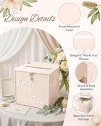 Cream Beige Acrylic Wedding Card Box with Lock, 10" Card Holder with Slot - Image 4
