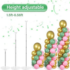 2 Sets Adjustable Balloon Column Stand Kit with Bases（Sage Green Pink Gold） - Image 4