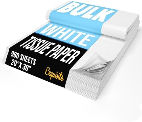Party Solids White Tissue Paper for Gift Bags 20" X 30" by Crown+Display
