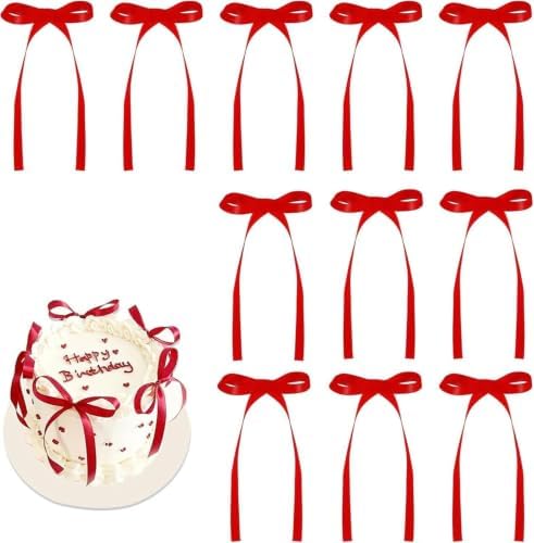 200pcs Bowknot Cake Toppers Satin Ribbon Bow Picks by Unknown