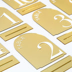 Gold Mirror Arch Wedding Table Numbers 1-20 with Stands - Image 4