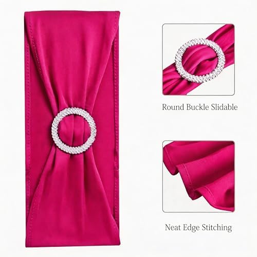 50 Pack Hot Pink Spandex Chair Sashes - Image 4