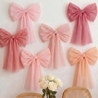 6 Pcs Large Blush-Pink Mesh Bows for Backdrop 31.5 x 19.7 Inches by Unknown