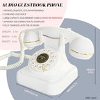 Audio Guest Book Wedding Phone with One-Touch Playback & Adjustable Volume for Wedding, Anniversary, Birthday Parties, Baby Shower(White S) - Image 4