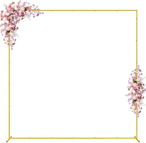 Wokceer Square Wedding Arch Backdrop Stand Gold Metal Arch 7.2FT x 7.2FT by Wokceer