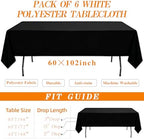 DRESSMAKER 6 Pack Black Table Cloth Rectangle 60X102 Inch Fit 6FT Table - Image 3