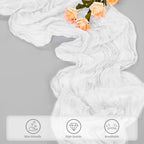 10FT 12 Pack White Cheesecloth Table Runner 20 x 120 Inch Long Rustic Gauze Cheese Cloth Table Runner for Wedding Bridal Baby Shower Table Decorations Boho Fabric Sheer Birthday Party Table Decor - Image 5