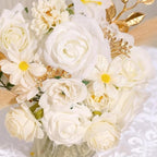 SwanMoon 2Boxs Artificial Flowers Combo Box Set, 33pcs Pure White Flowers Mix Silk Roses & Peony with Stems for DIY Wedding Bouquets, Baby Shower, Party Centerpieces & Home Decor - Image 2