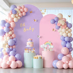 Pink and Purple Photo Arch Backdrop Cover Set of 2 for Baby Shower Party 7.2ft and 6ft Arch Covers Stretchy Backdrop Spandex Arch Stand Covers for Girls Birthday Wedding Banquet Background by Suppromo