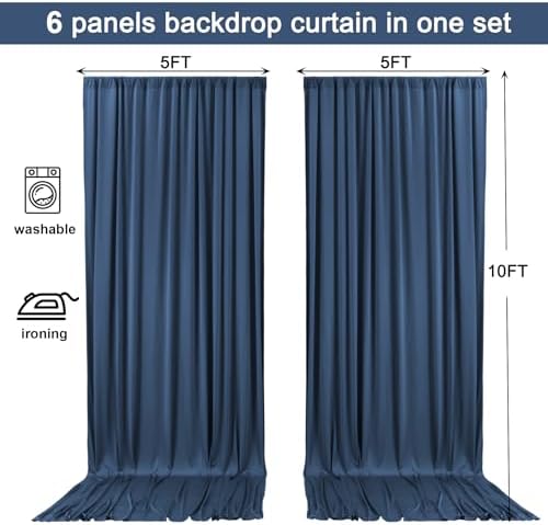 30x10ft Navy Blue Backdrop Curtain for Wedding Parties Wrinkle Free Fabric Navy Blue Drapes Backdrop Decoration for Baby Shower Birthday Photography Decoration 6 Panels, 5ft x 10ft - Image 6