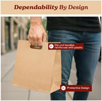 Natural Brown Kraft Paper Bags with Die Cut Handles - 11" x 6" x 11" - Image 3