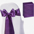 Satin Chair Sashes Bows 50 Pack Universal Polyester Chair Ribbons for Wedding Anniversary Retirement Party Birthday Engagement Banquet Graduation Outdoor Events Decor (Purple, 50 pcs) by JKDMJF