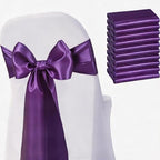 Satin Chair Sashes Bows 50 Pack Universal Polyester Chair Ribbons for Wedding Anniversary Retirement Party Birthday Engagement Banquet Graduation Outdoor Events Decor (Purple, 50 pcs) by JKDMJF