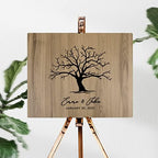 Andaz Press Large Wooden Welcome Sign for Wedding, Rustic Welcome Sign 16" x 20" Custom Names & Date Tree Thumbprint Wedding Signage English Oak MDF Wood Finish Wedding Reception Indoor Outdoor Signs - Image 2