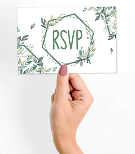 RSVP Postcards (Set of 50) 4"X6" Blank with Mailing Side,RSVP Reply Response Cards for Wedding Greenery Print Return Cards - Image 2