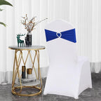 Royal Blue Chair Sashes 50 Pack Spandex Blue Sashes for Chairs Covers Universal Stretch Chair Sashes Band with Heart Buckle Slider Universal Sashes Bows for Wedding Banquet Party Decorations - Image 4
