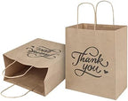 bagmad 100 Pack 8x4.75x10 Inch Medium Brown Paper Gift Bags with Handles Bulk, Thank You Kraft Paper Bags for Party Favors Grocery Retail Shopping Wedding Craft Sacks (Plain Natural, 100pcs Count) - Image 6