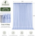 20ft×10ft Wrinkle Free Baby Blue Backdrop Curtain Drapes, 4 Panels 5ftx10ft Sheer Tulle Chiffon Backdrop Panels Curtains for Wedding Baby Shower Birthday Party Stage Photo Home Decorations - Image 7