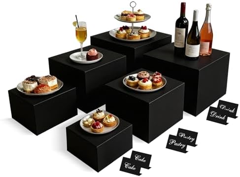 6PCS Black Acrylic Buffet Display Risers 5in to 10in by Unknown