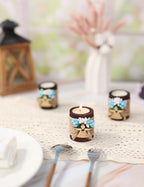 Ju's Favors Wooden Candle Holders Set of 10 for Baptism Favors for Guests, Christening Party Favors. (Dark brown - blue) - Image 6