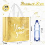 Sweetude 30 Thank You Non Woven Gift Bag, 11 x 12 x 5 Inch, Gold - Image 3
