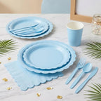 ArtSocket 350 Pack Disposable Party Tableware for 50 Guest, Blue Birthday - Image 2