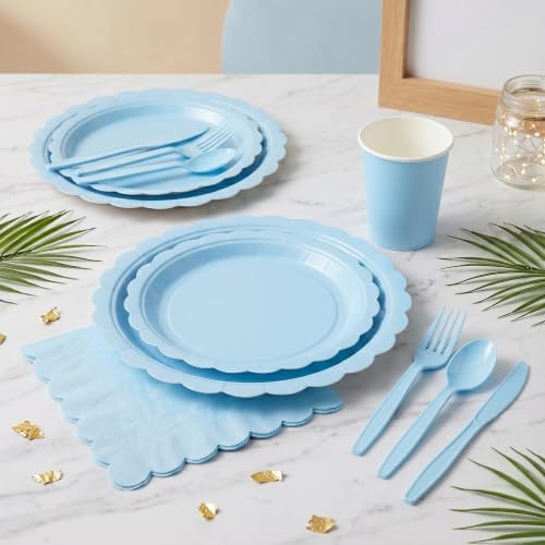 ArtSocket 350 Pack Disposable Party Tableware for 50 Guest, Blue Birthday - Image 2