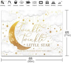 Twinkle Twinkle Little Star Gender Reveal Backdrop Pink or Blue How We Wonder What You are Gender Reveal Background Party Decoration Moon and Star Boy or Girl Banner (Grey, 8x6ft) - Image 3