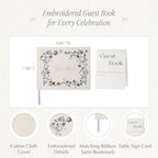 Embroidered Wedding Guest Book, 9 x 7 in, 160 Acid-Free Pages (Ivory) - Image 3