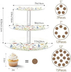 Kigai Wildflower Cupcake Stand 3 Tier Dessert Table Display Holder Acrylic Cup Cake Tower Round Tiered Serving Tray for Wedding, Birthday, Baby Shower - Image 3