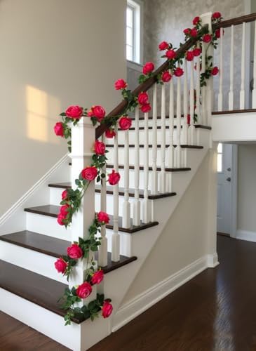 2Pcs 12Ft Bendable Flower Garland Faux Rose Vine for Wedding Decor,Fuchsia - Image 5