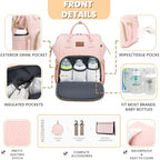 ROSEGIN Pink Diaper Bag Backpack for Baby Girls - Baby Shower Gifts for Mom, Quilted Diaper Bag with Changing Pad, Pacifier Case, Insulated Pockets, Stroller Straps, 35L Large Capacity - Cute - Image 3
