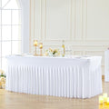 Besutolife White Tablecloths for Rectangle Tables 6ft Spandex Table Skirt One-Piece Wrinkle-Resistant Ruffles Design for Banquets Parties Wedding Dining Table by Besutolife