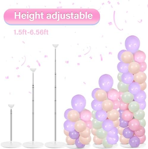2 Sets Adjustable Balloon Column Stand Kit with Bases（Pastel Pink） - Image 4