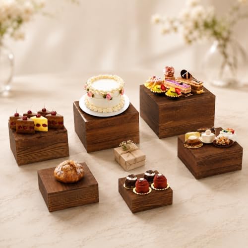 6 Pack Buffet Risers and Stands, Wood Risers for Buffet Table, Party Decor - Image 4