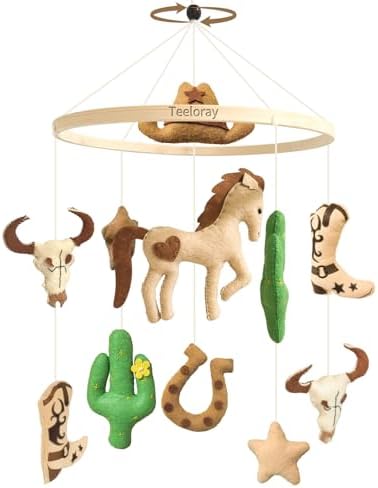 Baby Mobile for Crib Western Cowboy Crib Mobile for Boys and Girls by Teeloray