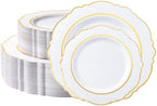 realluck 100PCS Gold Plates for Wedding,Elegant Disposable Party Plates by Realluck