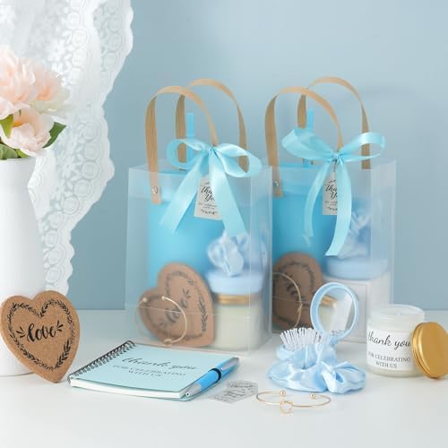 62PCS Baby Shower Prizes for Game Winners, Baby Shower Favors Gift Set for Games, Bridal Shower & Party Events, with Tumblers Notebooks Candles Mirror with Hair Brush & Gift Bags (Blue) - Image 5
