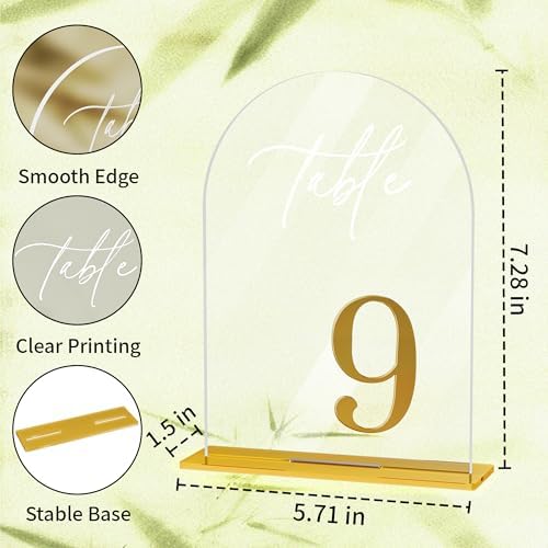 Arch Wedding Table Numbers 1-30 with Stands - 5.5x7 Inch, Clear - Image 2