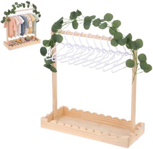 Rainmae Wooden Baby Clothing Rack for Toddler, Baby Shower Crate Closet, Baby Shower Basket with Hanger Rack, Hangers, Ivy Garland Decor, Newborn Gifts Basket for Pets Boys Girls Welcome Present - Image 2
