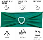 Dark Green Chair Sashes 100 Pack Spandex Green Chair Sashes Bows with Heart Buckle Slider for Wedding Banquet Party Decorations - Image 4