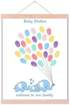 Customized Boys Baby Shower Guest Book Blue Elephants Fingerprint Signature Painting with Wooden Hanger DIY Guest Sign-in Book for Communion Baptism Gift-80x120cm by Unknown