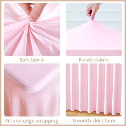 Besutolife 6ft Pink Tablecloth for Rectangle Table Spandex Tutu Table Skirt for Parties Wedding Baby Shower - Image 5