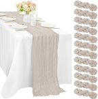 12 Pcs Cheesecloth Table Runner 10FT Rose Brown Runner for Tables Gauze Fabric 35 x 120 Inches Long Boho Table Runner Decor Rustic Sheer Runner for Wedding Birthday Bridal Shower Party (Rose Brown) by Sunnyline