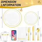 GATHER 350PCS Clear Plastic Plates with Gold Rim for Wedding and Party - Image 2