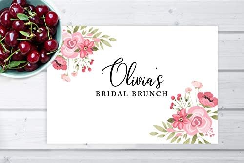 Andaz Press Custom Personalized Disposable Paper Placemats, 12 x 18 Inch, Set of 25, Custom Bridal Brunch Pink Floral, Tableware, Dining, Tabletop, Table Setting for Bridal Shower, Bridal Brunch - Image 4