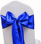 Pack of 50 Satin Royal Blue Chair Sashes Bows 7 X 108 Inch Universal Gold Chair Ribbons for Wedding Ceremony Party Banquet Event Chair Decorations - Royal Blue Chair Sashes 50 Pack - Image 6