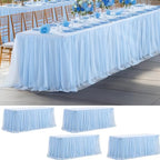 4 Pack Baby Blue Tablecloth for 6 Foot Rectangle Tables Tulle Table Skirt by PartyTalk